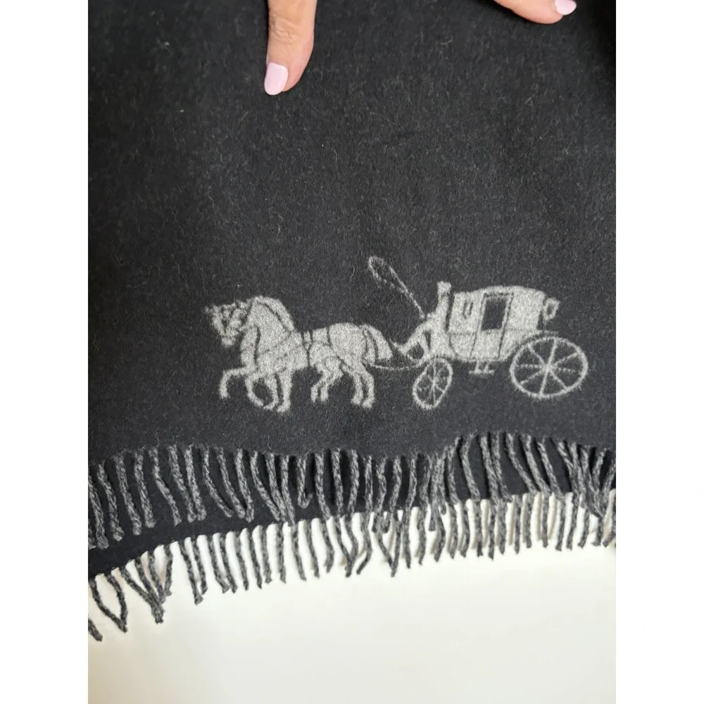 NWT Coach Women's 4622 Double Face Oversized Fringe Scarf Wrap Wool Italy